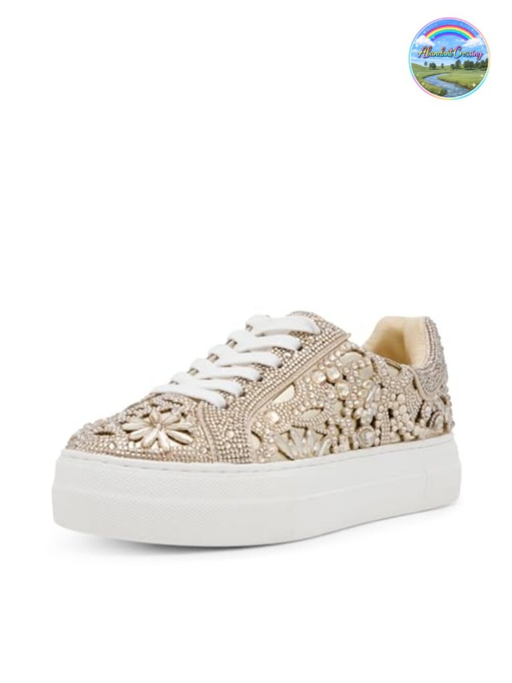 Rhinestone Platform Sneaker Lace-Up Casual Skateboarding Shoe
